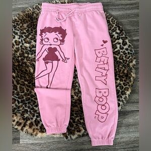 Betty Boop Pink Graphic Kids Sweatpants